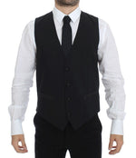 Dolce & Gabbana Elegant Silk-Wool Black Dress Men's Vest