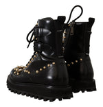 Dolce & Gabbana Black Crystal-Studded Formal Men's Boots