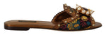 Dolce & Gabbana Chic Floral Print Flat Sandals with Faux Pearl Women's Detail