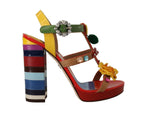 Dolce & Gabbana Multicolor Crystals Ankle Strap Heels Sandals Women's Shoes