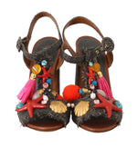 Dolce & Gabbana Gray Straw MARINA Sea Star Women's Sandals