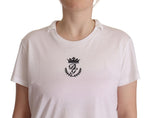 Dolce & Gabbana White DG Crown Print Cotton Collared Neck Women's T-shirt