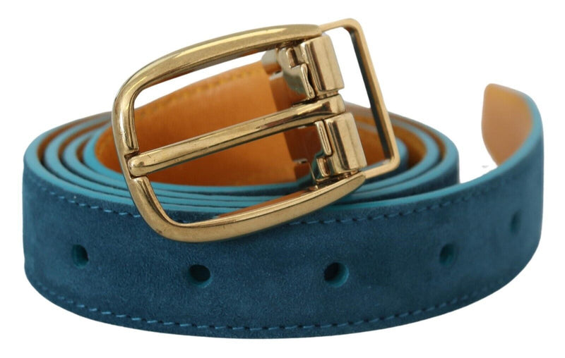 Dolce & Gabbana Elegant Blue Velvet Leather Men's Belt