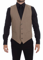 Dolce & Gabbana Elegant Beige Cotton Dress Vest – Slim Men's Fit