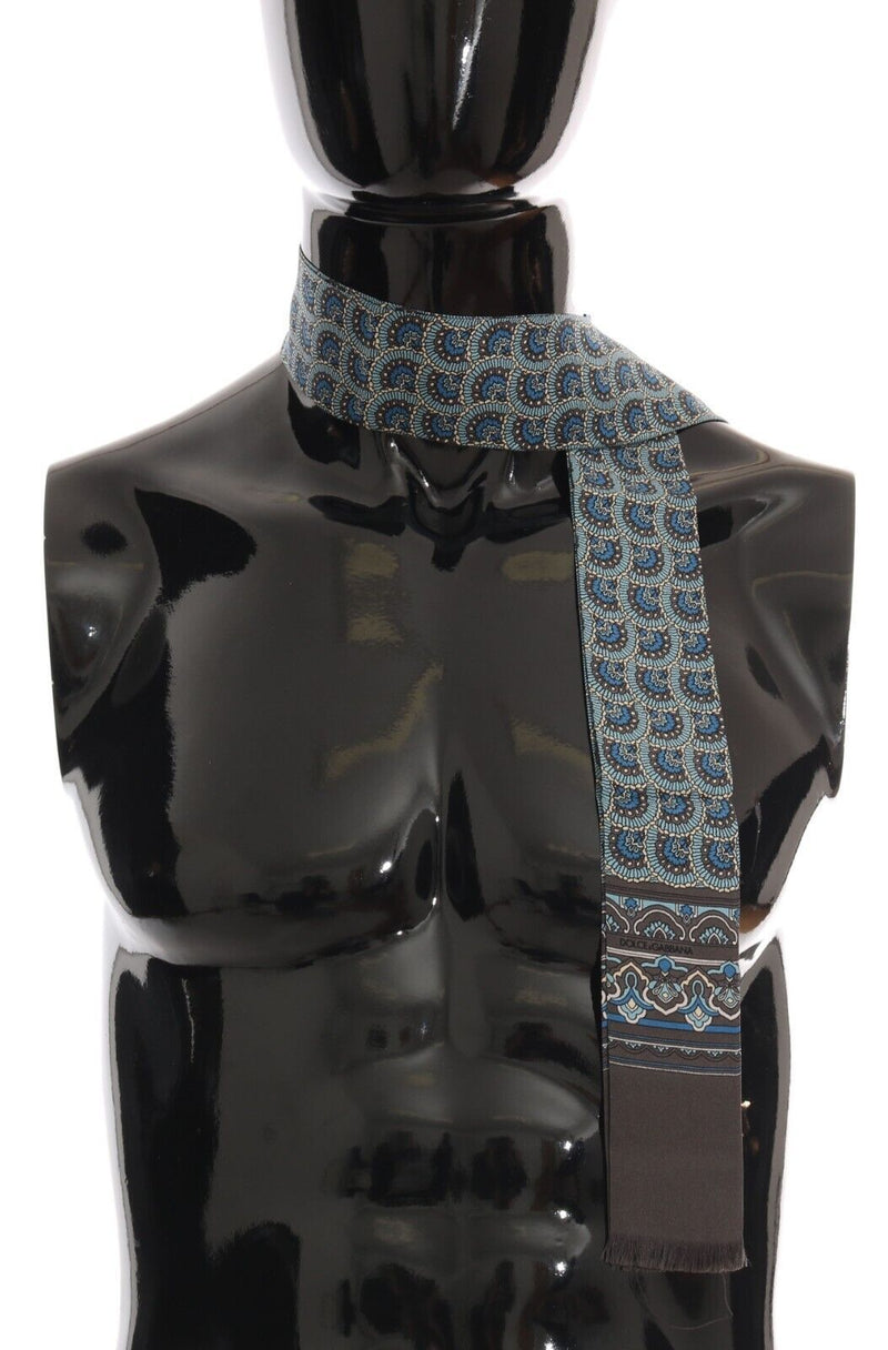 Dolce & Gabbana Elegant Italian Silk Scarf in Vibrant Men's Blue