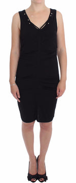 Roccobarocco Elegant Black Sheath Jersey Knee-Length Women's Dress