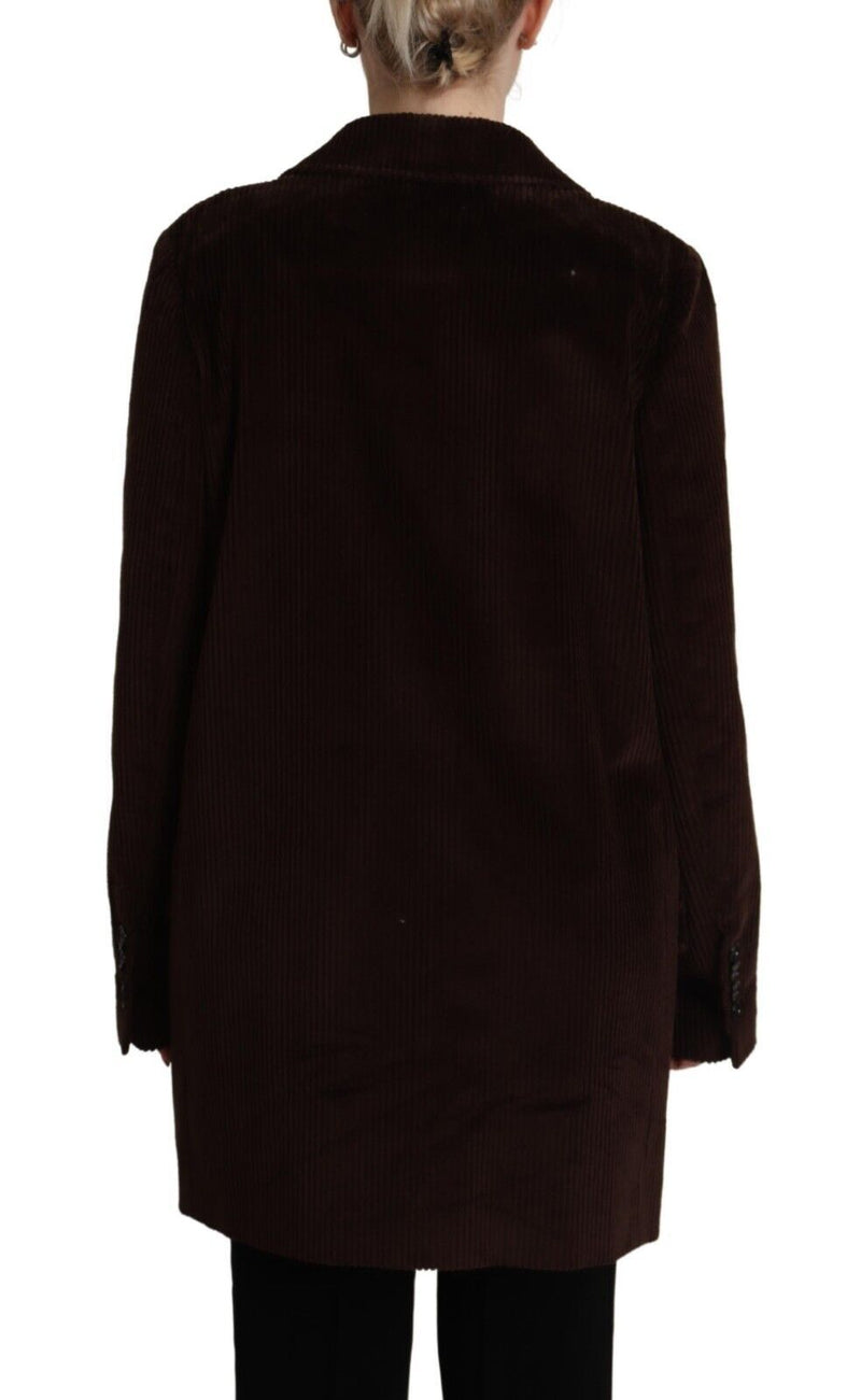 Dolce & Gabbana Bordeaux Corduroy Cotton Blazer Oversized Women's Jacket