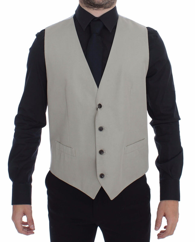Dolce & Gabbana Elegant Beige Cotton Silk Dress Men's Vest