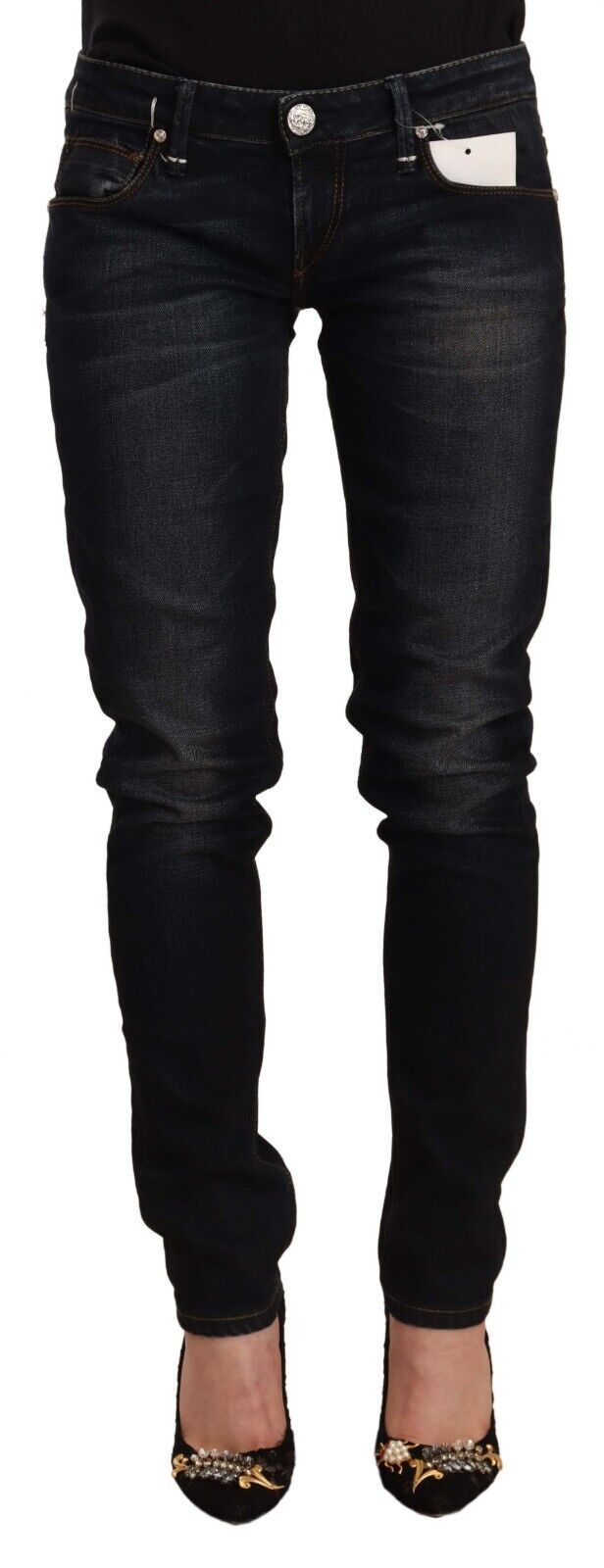 Acht Chic Black Washed Skinny Jeans for Women's Her