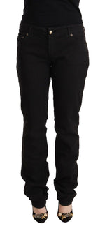 Just Cavalli Sleek Mid-Waist Slim Fit Black Women's Jeans