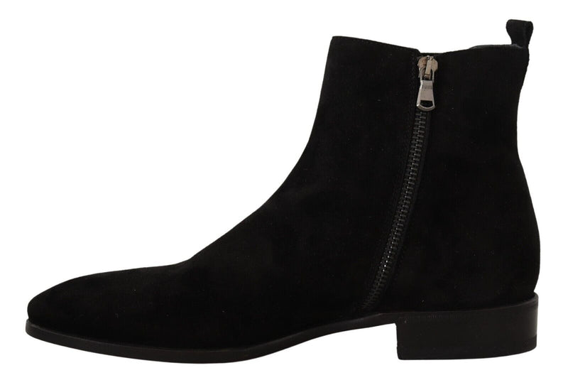 Dolce & Gabbana Black Suede Leather Chelsea Mens Boots Men's Shoes