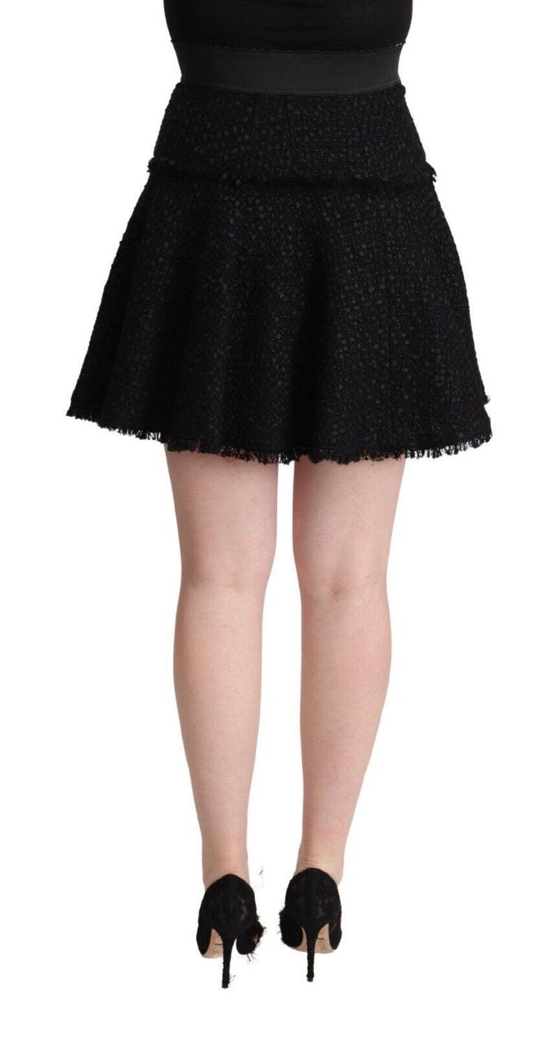 Dolce & Gabbana Black Knitted Nylon High Waist Mini A-line Women's Skirt