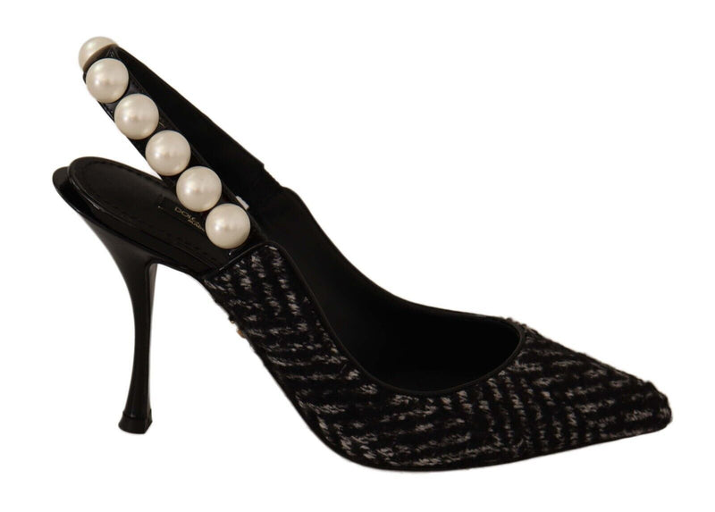 Dolce & Gabbana Elegant Slingback Heels with Faux Pearl Women's Adornments