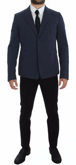 Dolce & Gabbana Elegant Blue Cotton Stretch Blazer Men's Jacket