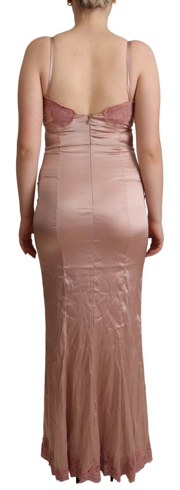 Dolce & Gabbana Elegant Pink Lace Maxi Bodycon Women's Dress