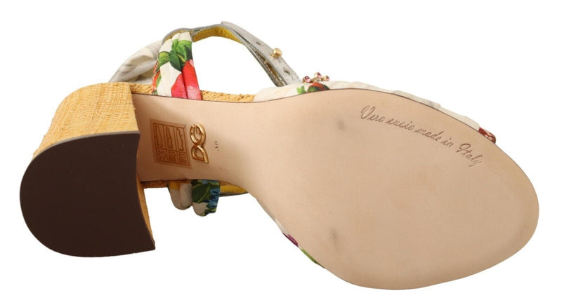 Dolce & Gabbana Multicolor Crystal Embellished Heel Women's Sandals