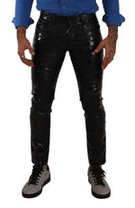 Dolce & Gabbana Black Logo Cotton Stretch Skinny Men's Pants