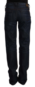 Ermanno Scervino Dark Blue Mid Waist Cotton Denim Straight Women's Jeans