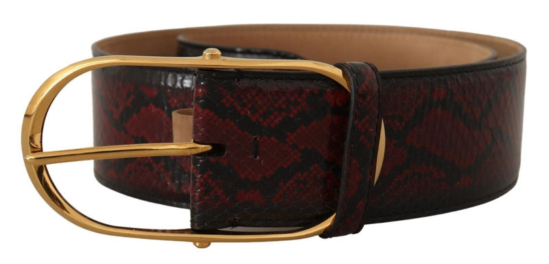Dolce & Gabbana Elegant Red Python Leather Belt with Gold Women's Buckle