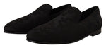 Dolce & Gabbana Black Jacquard Slippers Flats Loafers Men's Shoes