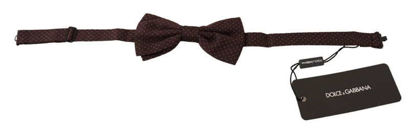 Dolce & Gabbana Elegant Brown Dot Pattern Silk Bow Men's Tie