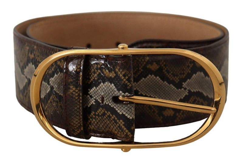 Dolce & Gabbana Elegant Gold Oval Buckle Leather Women's Belt