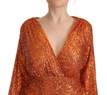 Aniye By Orange Sequined Long Sleeves Mini Sheath Wrap Women's Dress