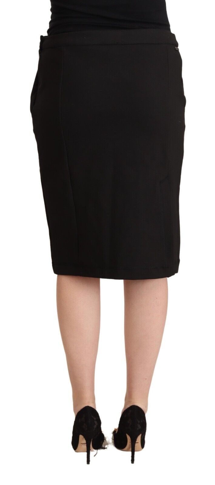 GF Ferre Chic Black Pencil Skirt Knee Women's Length