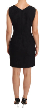 Dolce & Gabbana Black Button Crystal Sleeveless Sheath Women's Dress