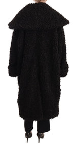 Dolce & Gabbana Black Polyester Fur Trench Coat Women's Jacket