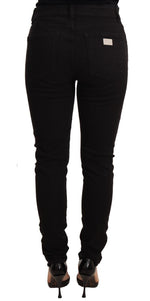 Dolce & Gabbana Black Skinny Denim Logo Cotton Stretch Women's Jeans