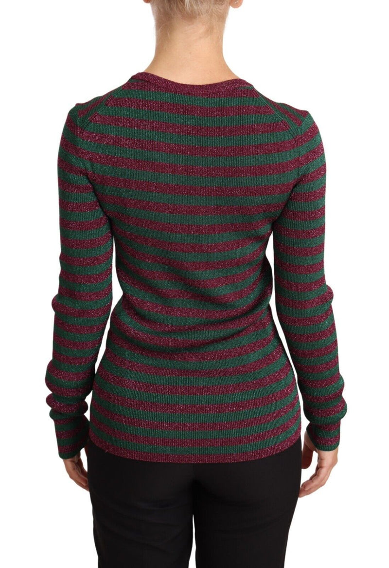 Dolce & Gabbana Multicolor Striped Crew Neck Pullover Women's Sweater