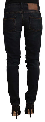 Acht Black Washed Cotton Low Waist Slim Fit Denim Women's Jeans