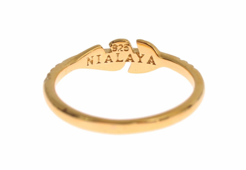 Nialaya Gold Clear CZ 925 Silver Women's Ring