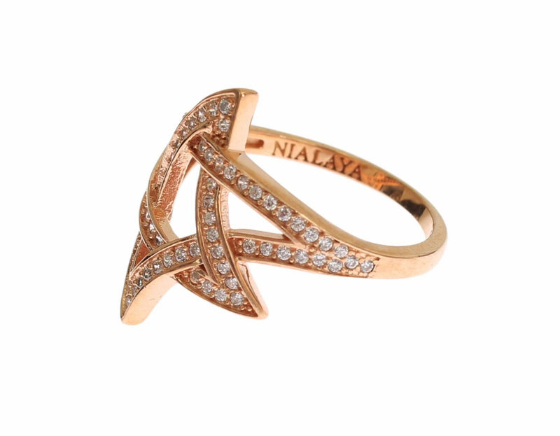 Nialaya Pink Gold Plated Silver CZ Crystal Women's Ring