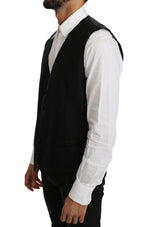 Dolce & Gabbana Elegant Black Formal Wool Blend Men's Vest