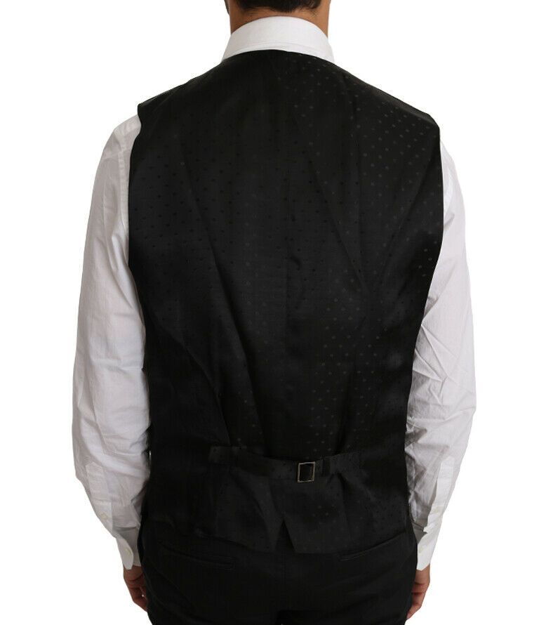 Dolce & Gabbana Black Solid Wool Silk Men's Vest