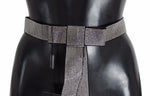 Dolce & Gabbana Black Silk Clear Crystal Bow Waist Men's Belt