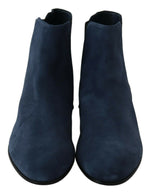 Dolce & Gabbana Chic Blue Suede Mid-Calf Boots with Stud Women's Details