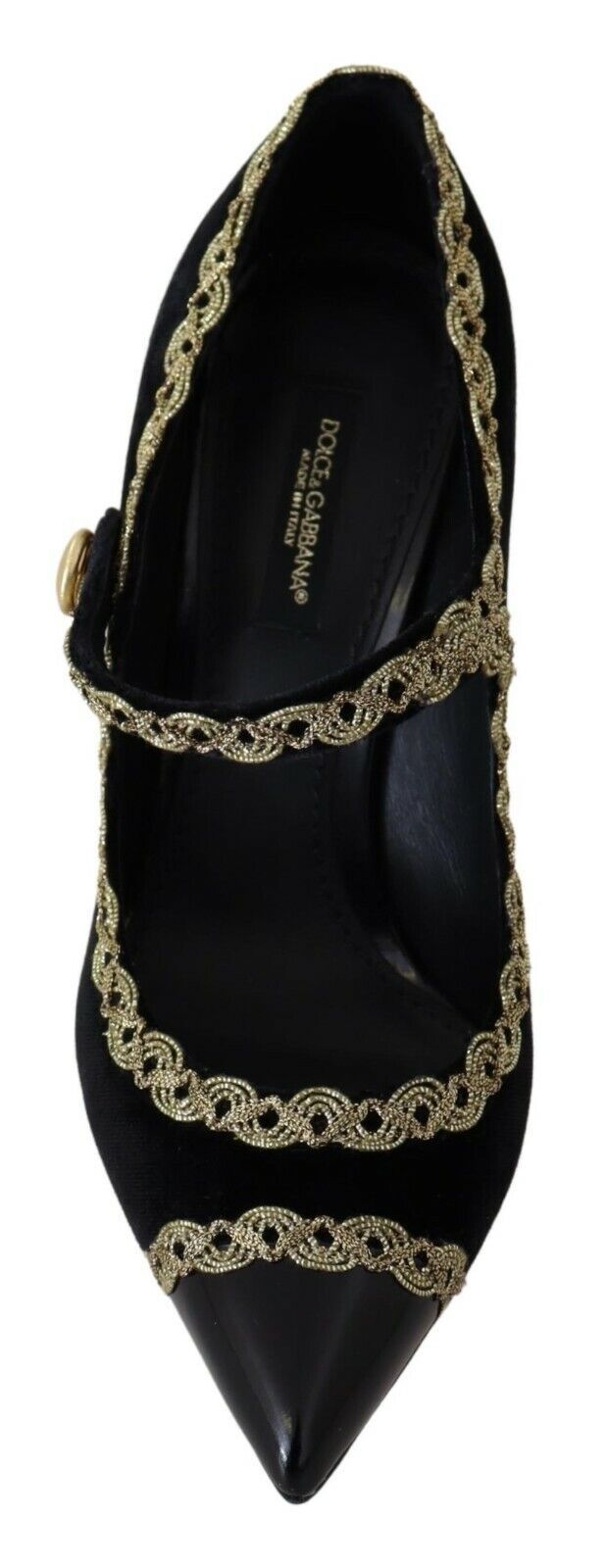 Dolce & Gabbana Black Embellished Velvet Mary Jane Pumps Women's Shoes
