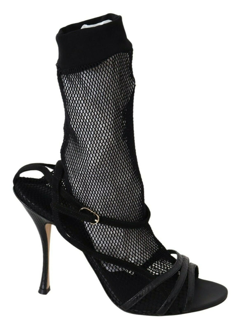 Dolce & Gabbana Chic Black Mesh Stiletto Women's Sandals