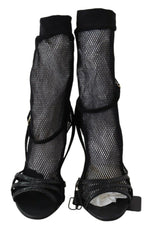 Dolce & Gabbana Chic Black Mesh Stiletto Women's Sandals