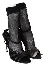 Dolce & Gabbana Black Suede Short Boots Sandals Women's Shoes