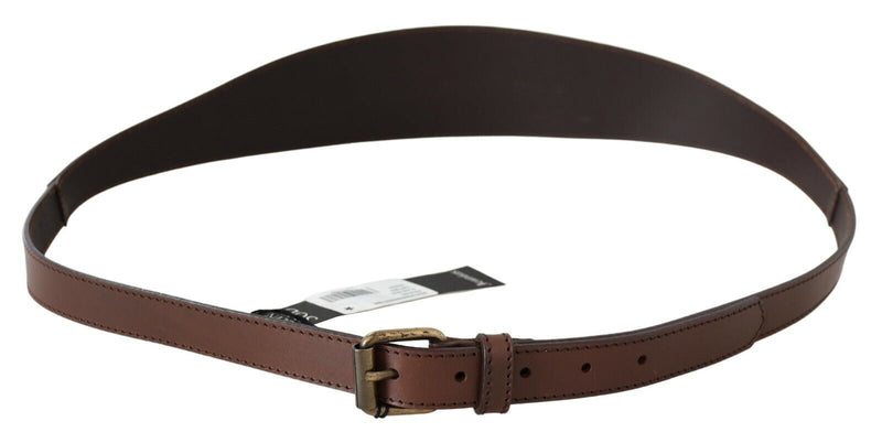 PLEIN SUD Chic Brown Leather Fashion Belt with Bronze-Tone Women's Hardware