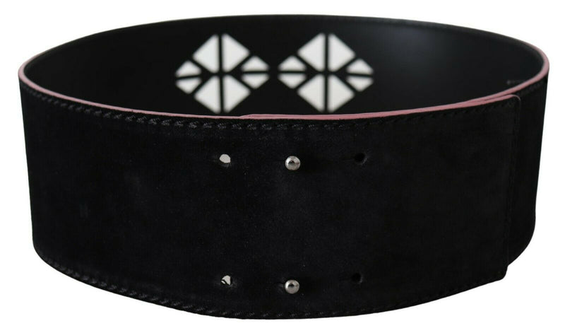 Costume National Elegant Wide Leather Fashion Belt with Metal Women's Accents