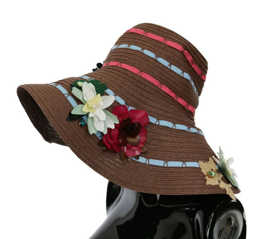 Dolce & Gabbana Elegant Floppy Floral Wide Brim Women's Hat