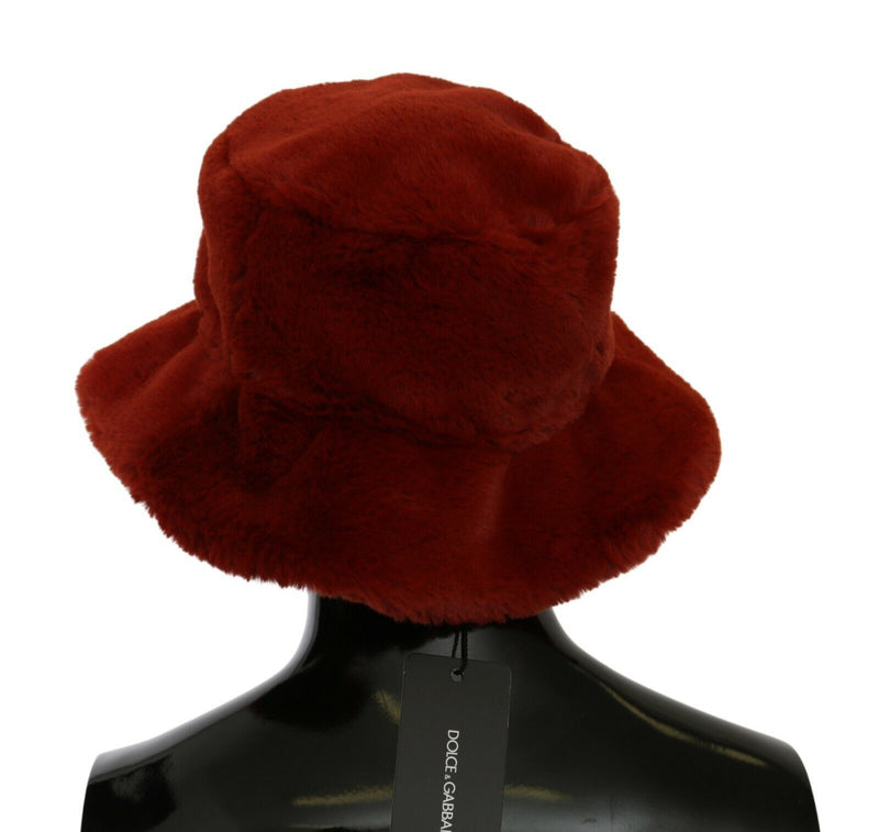 Dolce & Gabbana Elegant Red Bucket Cap with Logo Women's Detailing