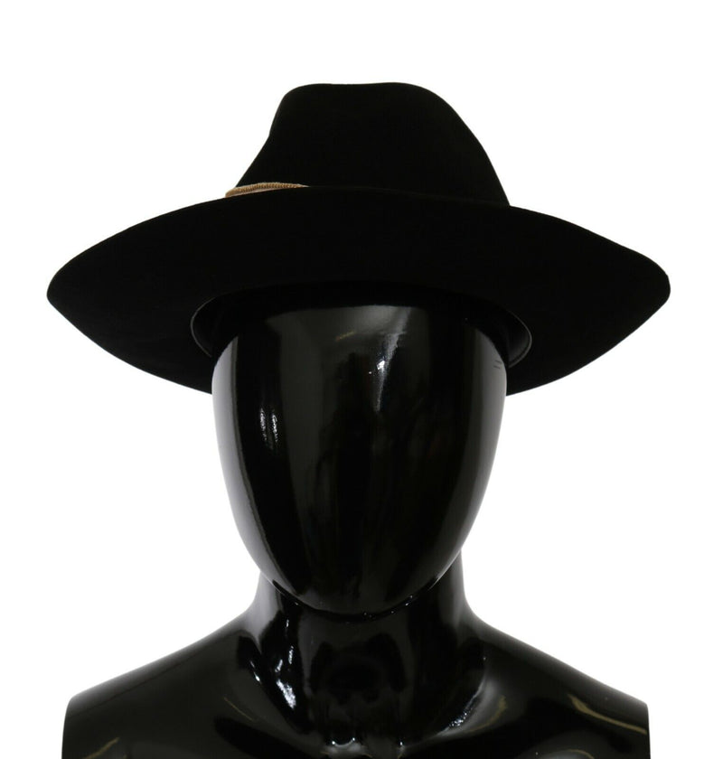 Dolce & Gabbana Elegant Black Lapin Wide Brim Panama Women's Hat