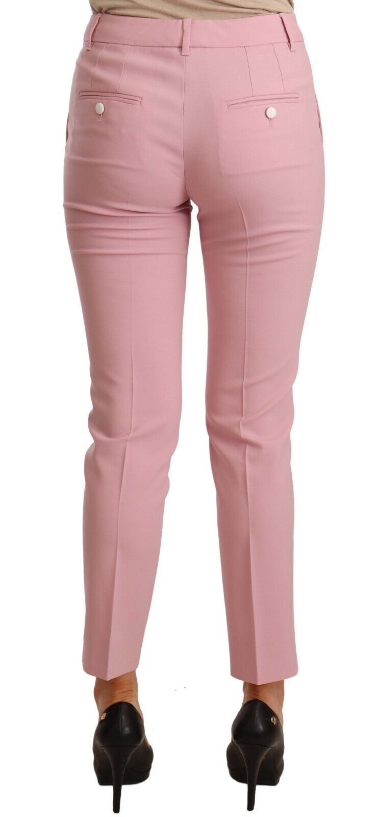 Dolce & Gabbana Elegant Pink Virgin Wool Cropped Women's Trousers