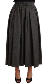 Dolce & Gabbana Elegant A-Line Midi Wool Skirt in Gray Women's Zigzag